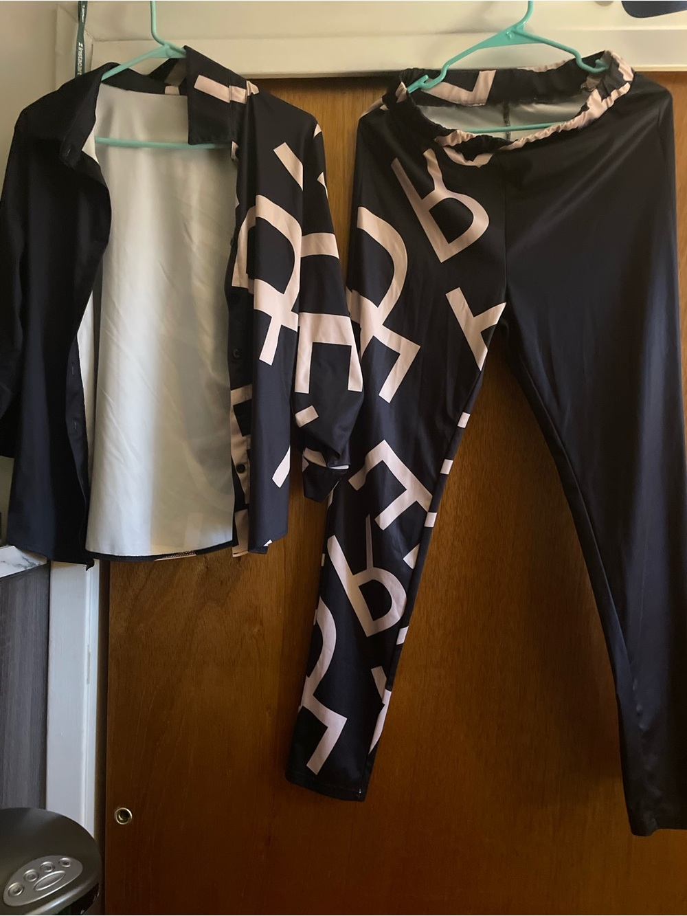 Amazon Black and Cream Letters Two-Piece Pantsuit